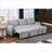 Sectional Sofa with Pull-Out Twin Sleeper &amp; Storage Chaise | Light Gray Linen