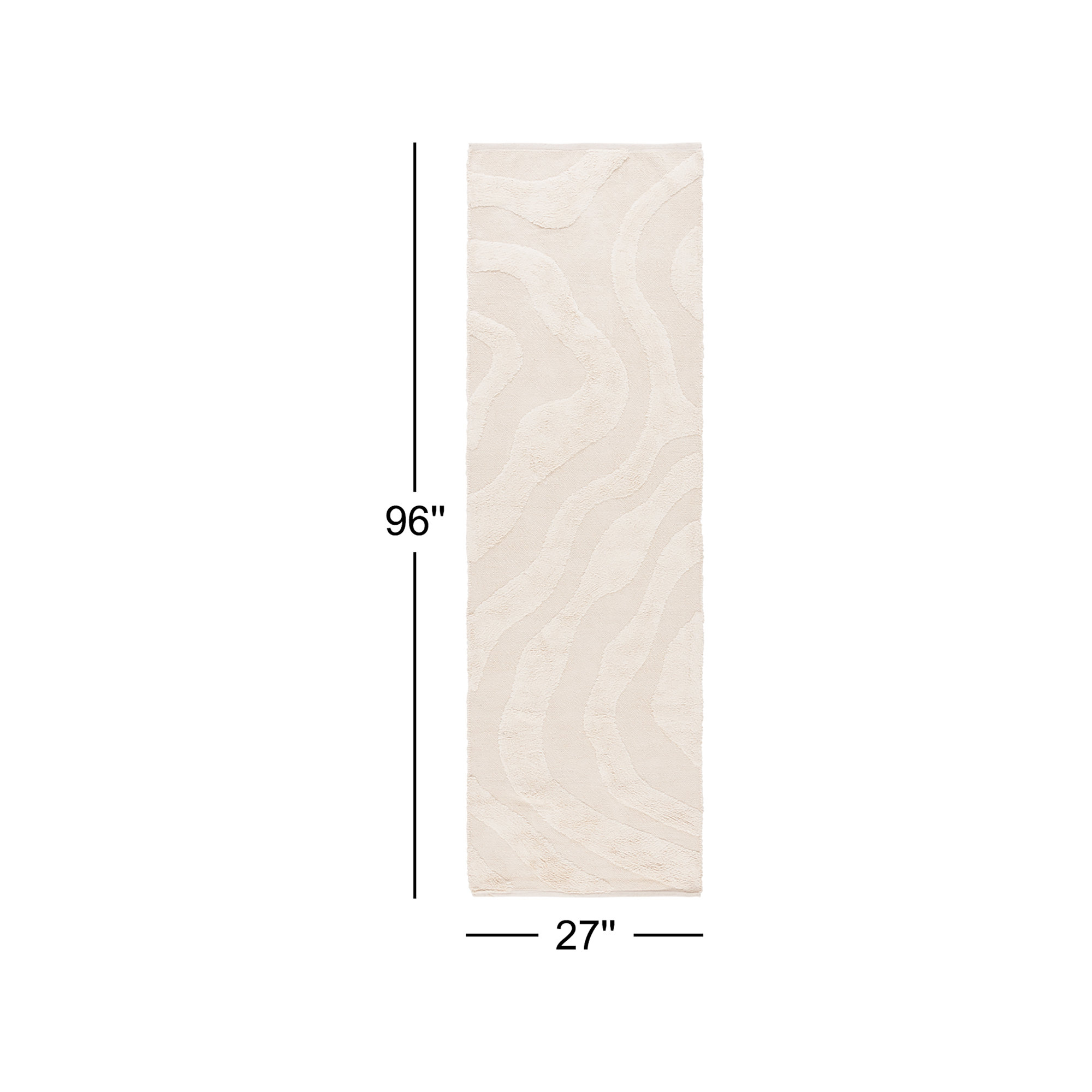 Mozie Handmade Recycled Cotton Ivory Rug, Runner 2'3" x 8'