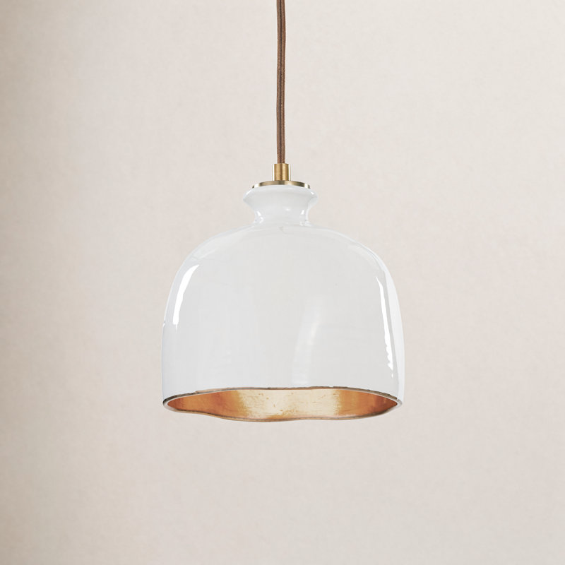 Luminaire suspendu en céramique Bianca (blanc brillant et or)