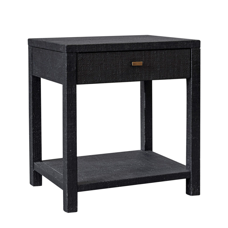 Table de chevet en raphia, Noir, noir, noir, noir