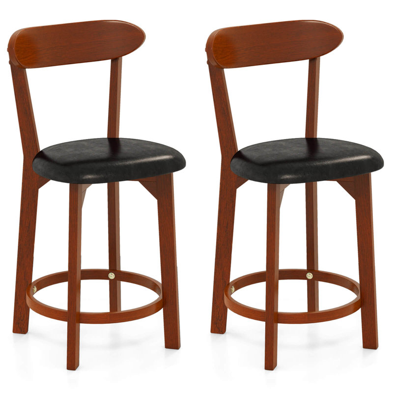 Tabouret de bar avec dossier courbé et repose-pieds, Tabouret de comptoir (siège d'une hauteur de 23,5, 2