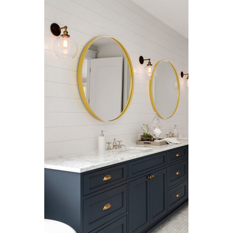 Miroir de salle de bain Birkbeck, Doré, 30 po x 30 po