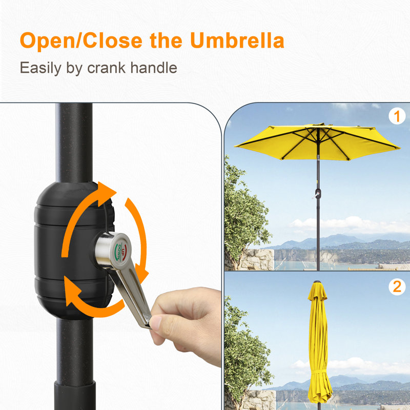 Parasol Sawyer, Jaune, H 90 po x l 90 po x P 90 po