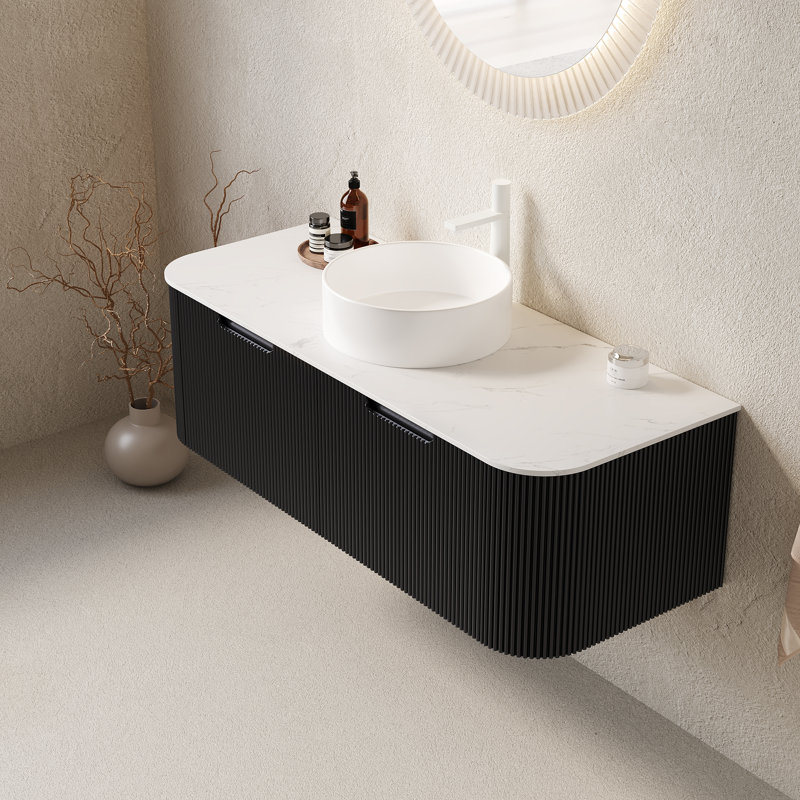 Meuble-lavabo de salle de bain 48 po avec lavabo Dina, Noir