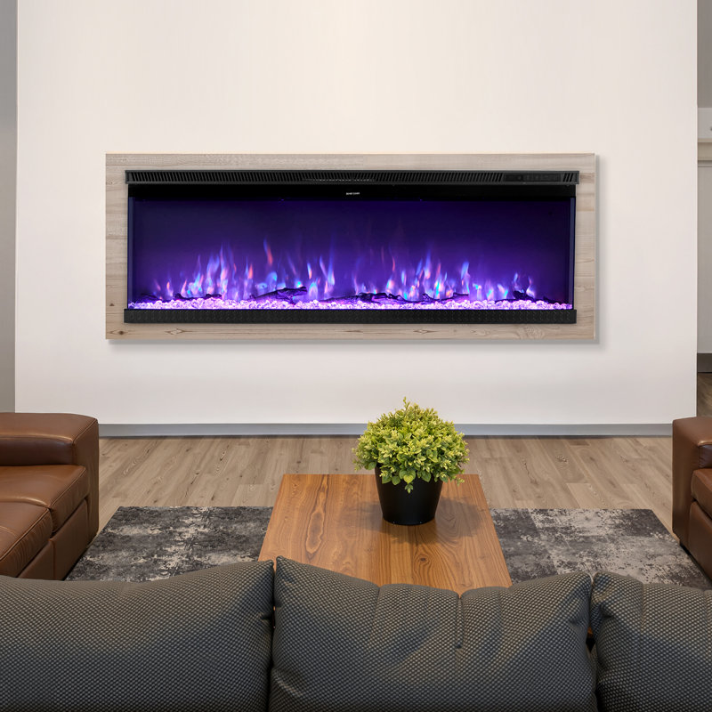 Foyer électrique trois côtés encastré en verre 1500W, H 17,3 po x l 60 po x P 7,9 po