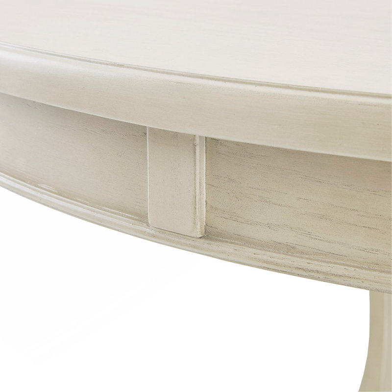 Table de salle à manger ronde 44 po, finition classique en bois massif pour salle à manger, crème antique, Crème