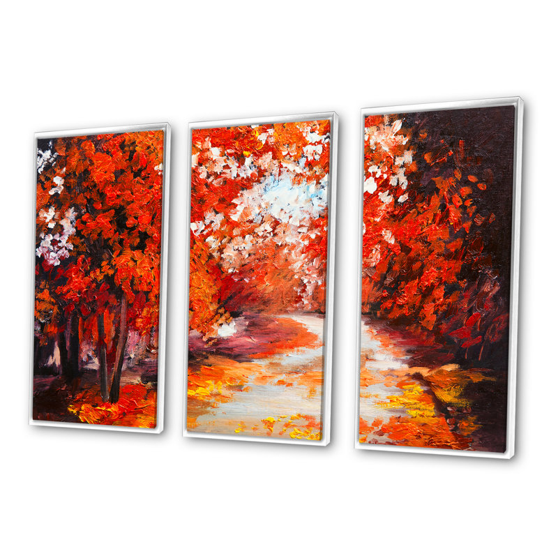 «Forest in the Fall», ensemble d'art mural sur toile encadré paysage, H 28 po x l 36 po, Blanc