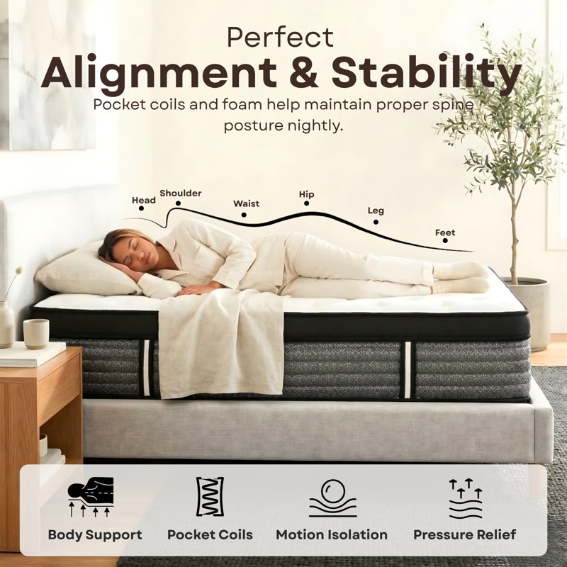 Royale 16" Gel Memory Foam Hybrid Queen Mattress in a Box, Queen, 16"