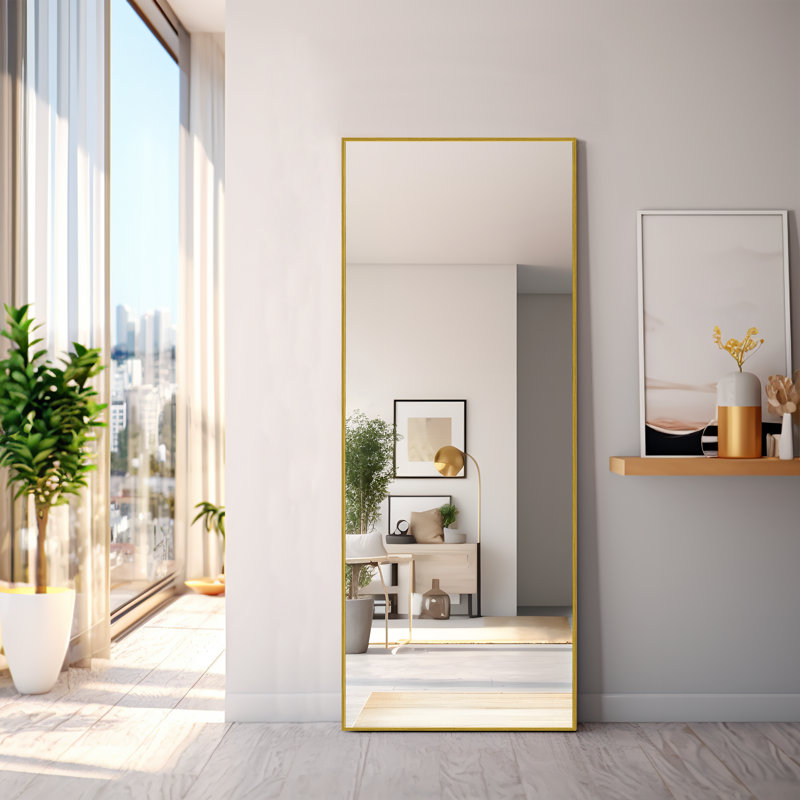 Miroir sur pied Koudia, Or brossé, 64 po x 21 po