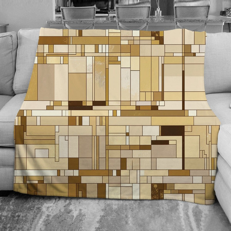 Bona Mondrian Geometric Fleece Blanket, Throw