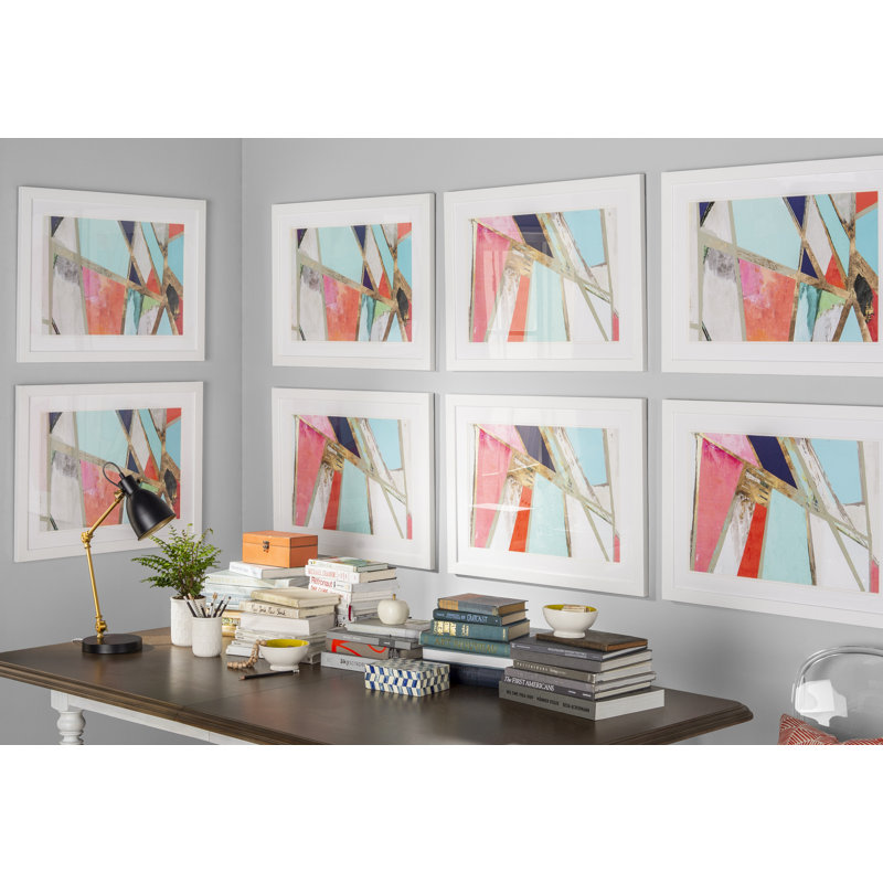 «Cool Geometric» Brittley, reproduction d'art, H 20 po x l 26 po x p 1 po, Cadre blanc