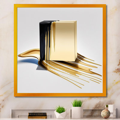 «Cubic Expression» noir et or, reproduction de toile abstraite