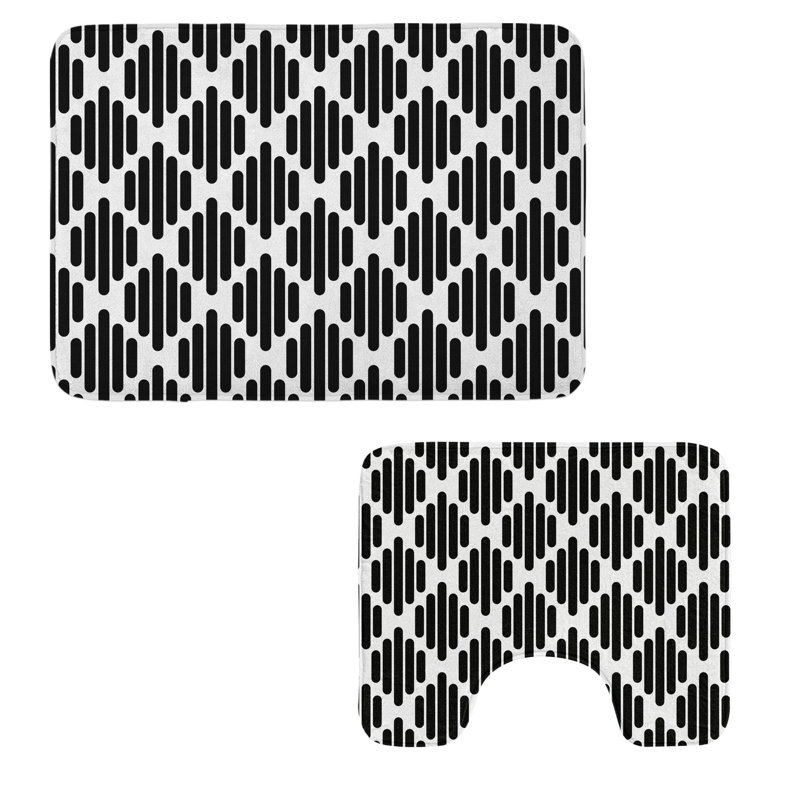 Ensemble de 2 tapis de salle de bain noirs et rectangulaires gris anthracite