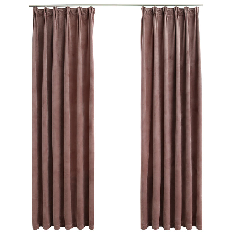 Arni Velvet Blackout Curtain, 140cm W x 225cm D, Antique Pink