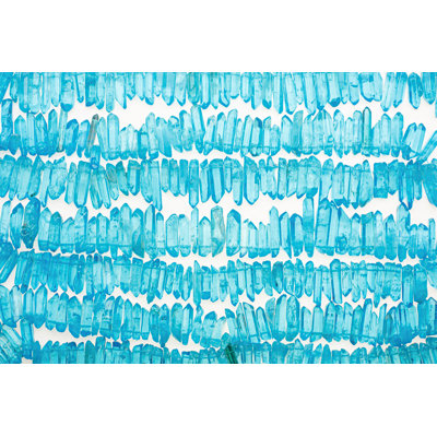 " Blue Quartz Stone Rows, Translscent, White "