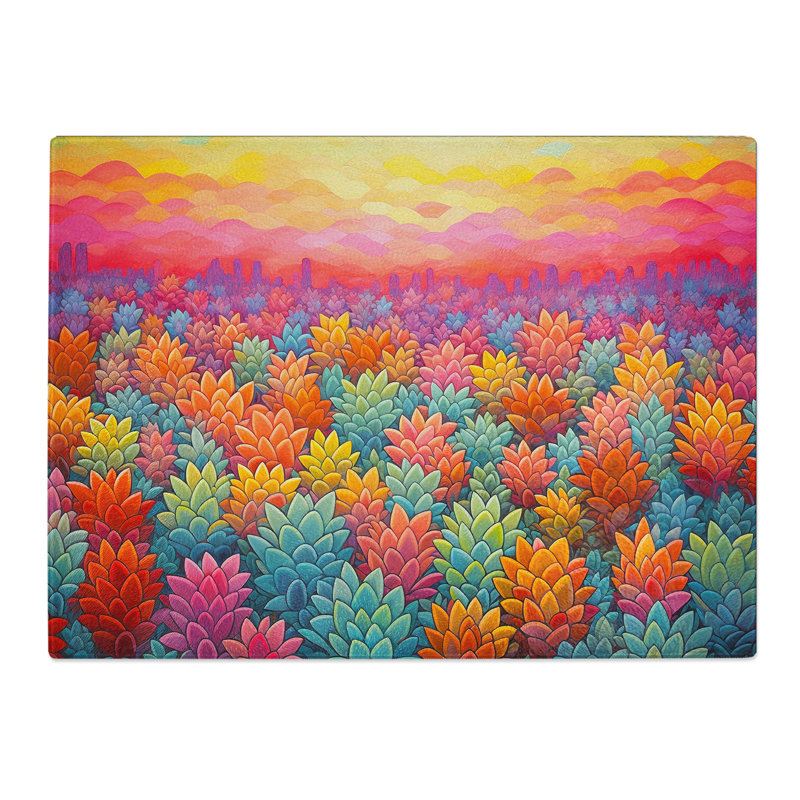 Succulent Colour Field  Glass Chopping Board