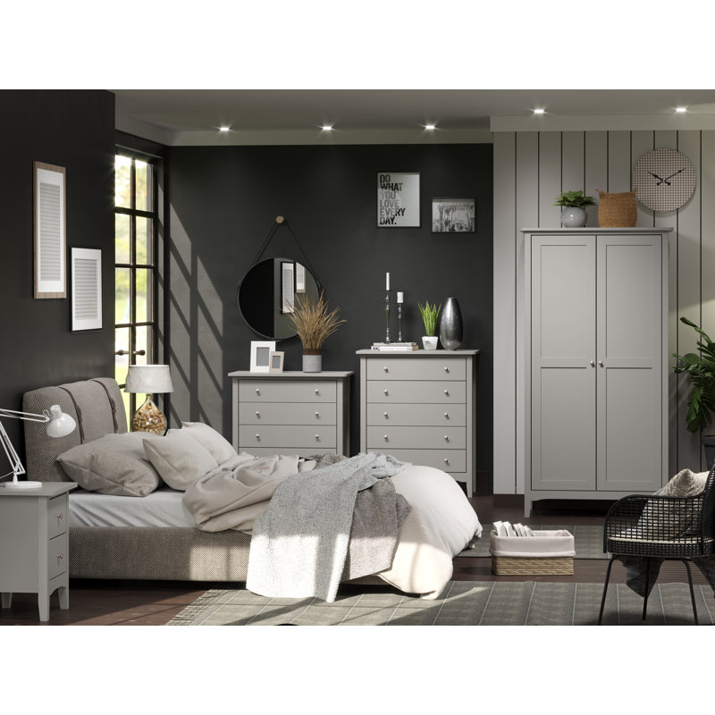 Uma 2 Drawer Bedside Table, Grey