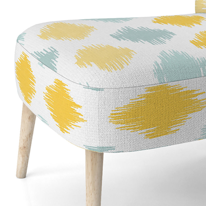 Chaise d'appoint rembourrée à motif géométrique jaune et bleu