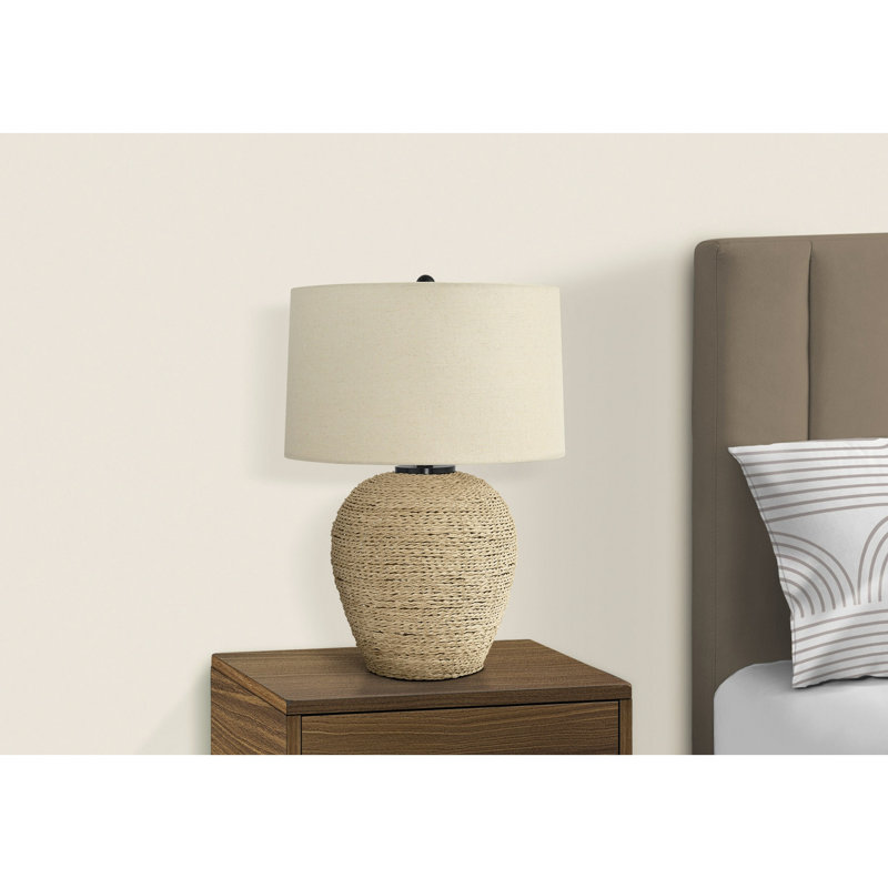 Lampe de table, éclairage, rotin, abat-jour beige, transitionnel