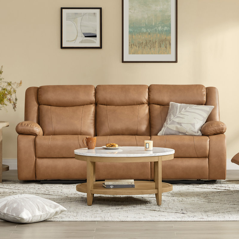 85.4'' Wide Manual  Reclining Sofa, Saddle