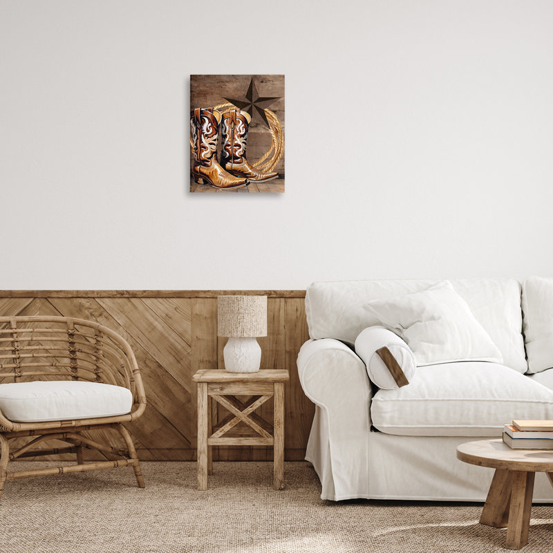 «Cowboy bottes Lone Star», art mural par Kim Allen, H 20 po x l 16 po