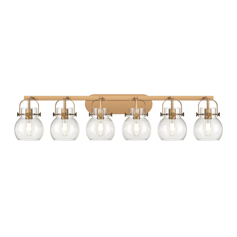 Skerry 6 - Light Dimmable Vanity Light, Brushed Brass, Clear