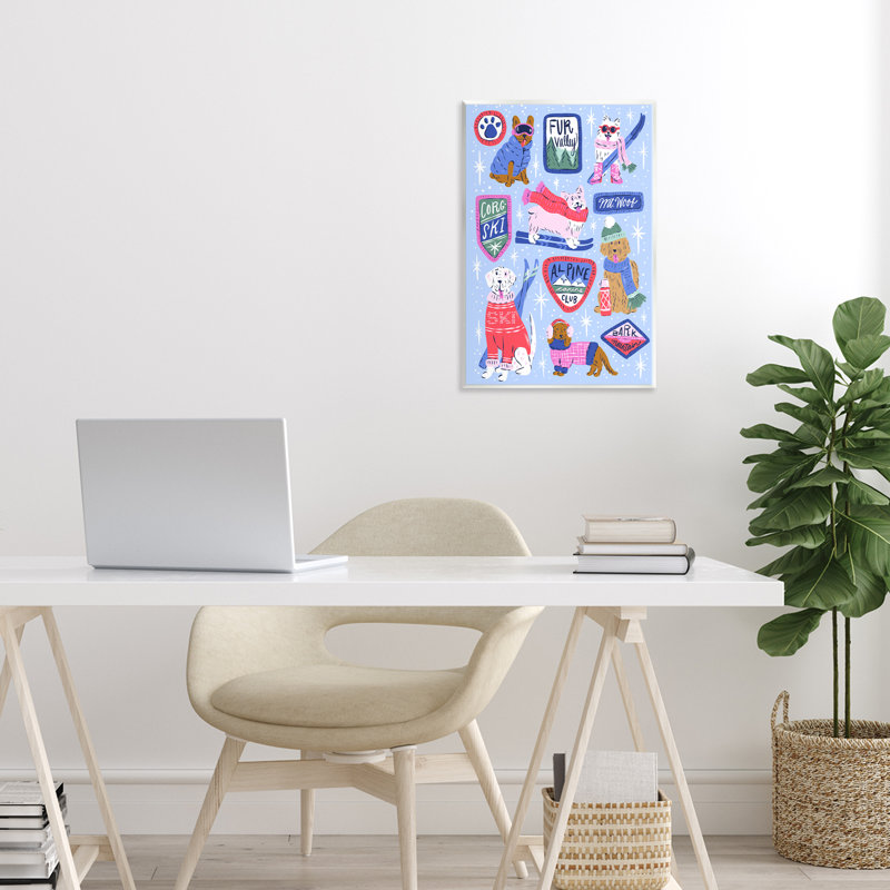 Collage mural «Winter Ski Dogs Collage» par Krissy Mast, H 15 po x l 10 po