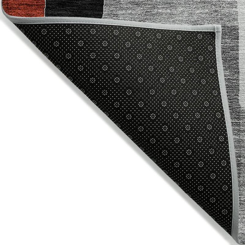 Gray Geometric Washable Synthetic Indoor/Outdoor Rug 3' x 5'