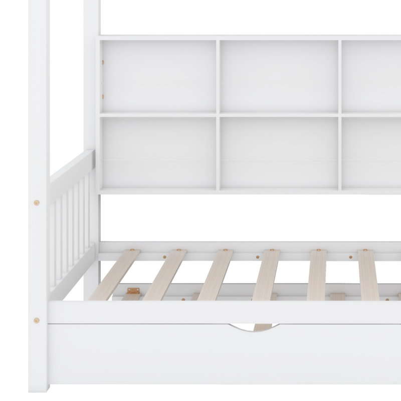 Lit House avec lit gigogne, lit pour enfant avec tablette