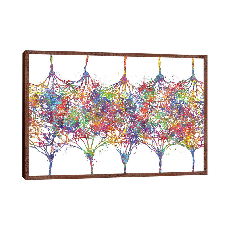 Cortical Neurons 1 Piece Wall Art on Canvas, 45.72cm H x 66.04cm W x 3.81cm D, Brown Framed