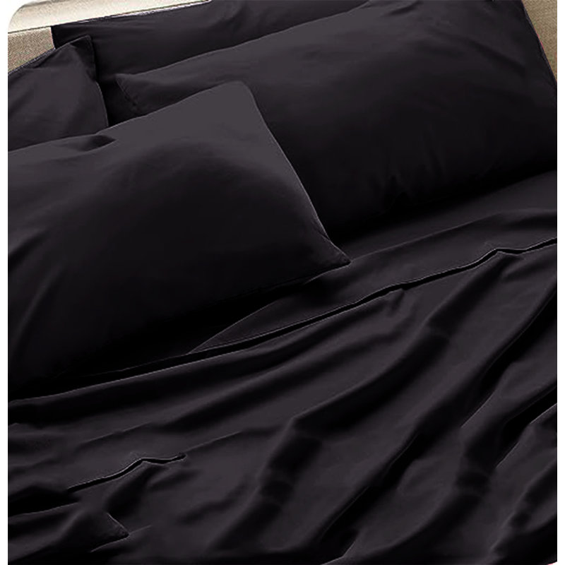 6-Piece Premium Deep Pockets Microfiber Sheet Set, Full, Black