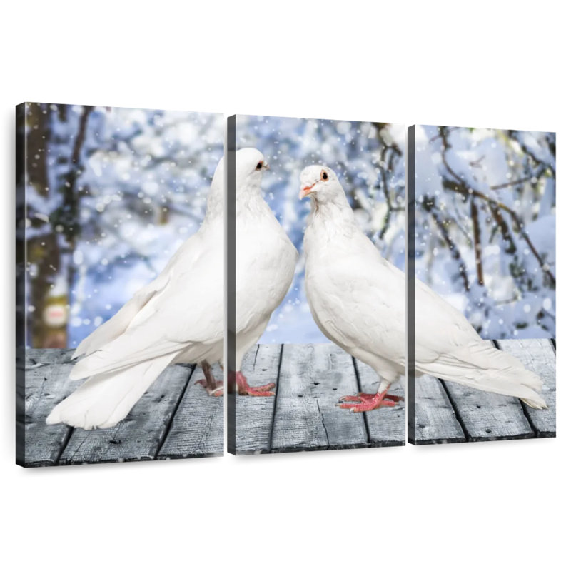Brampt White Winter Doves, 14" H x 23" W