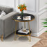 Oni Faux Marble End Table with Storage Shelf(Set of 2)