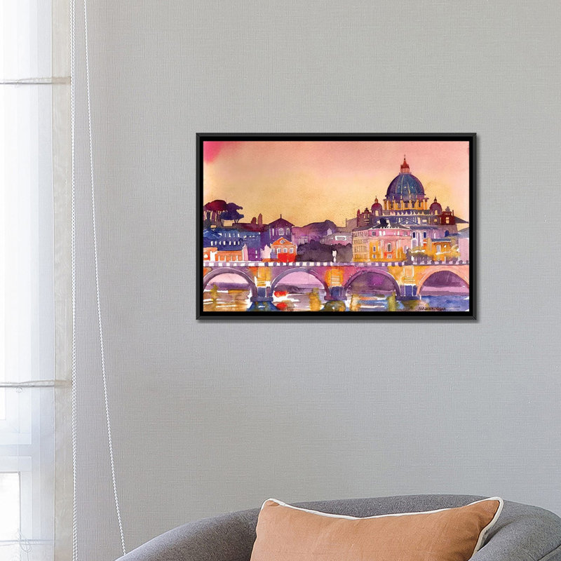 « rome » par maja wronska, impression sur toile, H 18 po x l 26 po x P 1,5 po, Toile avec cadre noir, Pas de tapis