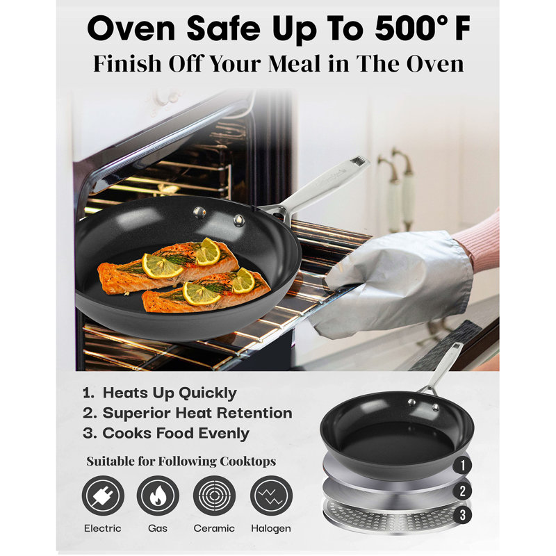 11-Piece Black Anodized Nonstick Stainless Steel Cookware Set