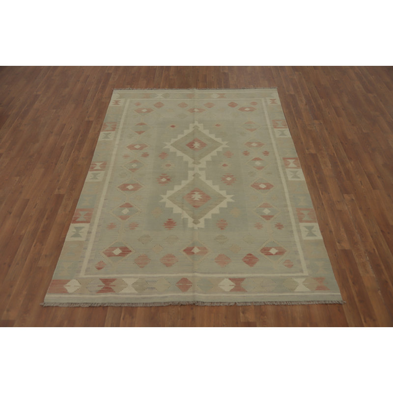 Elegant Soft Tones Handwoven Wool Rug 6x8