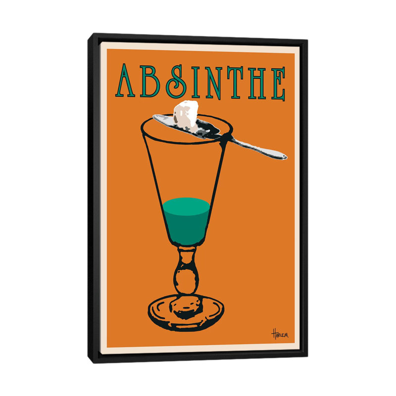 « absinthe », impression sur toile, H 26 po x l 18 po x P 1,5 po, Toile avec cadre noir, Pas de tapis
