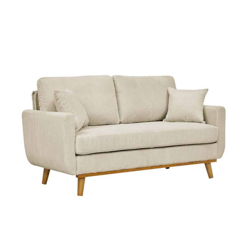 Asher Mid-Century Corduroy Sofa, Cream