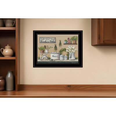 «Garden Farmhouse Kitchen», art mural noir encadré