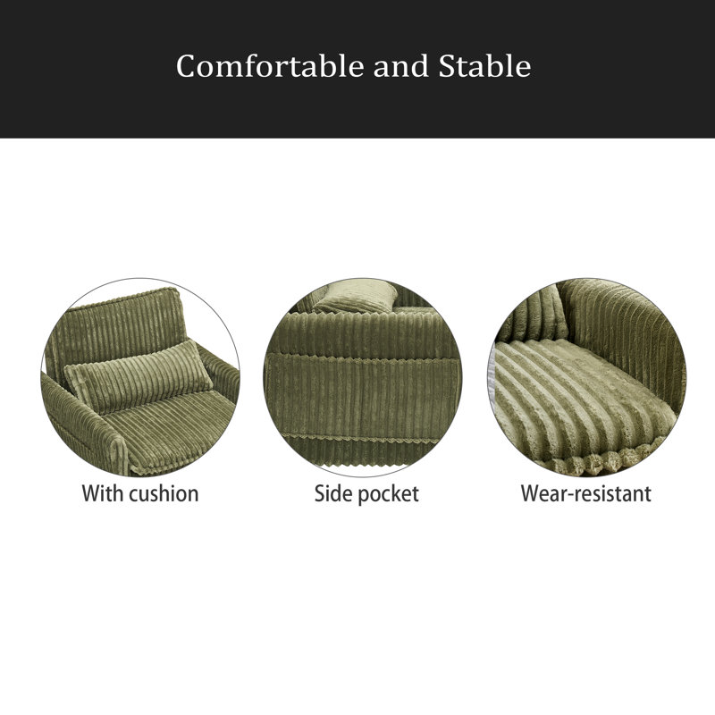 Comfortable Chair For Small Apartment Bedroom Space Balcony Small Sofa Bed Lazy Small Sofa With A Pillow, Green