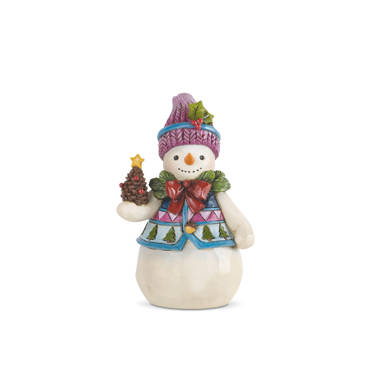 Jim Shore : Snowman with Cardinal Mini Figurine