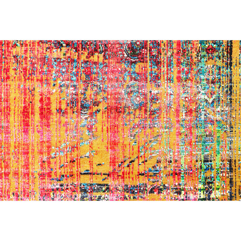 Tapis de grande qualitÃ©, nouÃ© Ã  la main, dans les tons dorÃ©s et rouges, Rectangle 9 pi x 12 pi