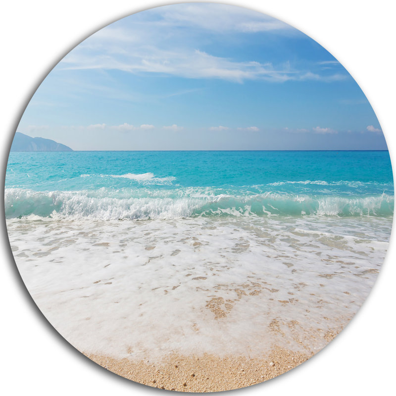 «Permit White Waves Kissing Beach Sand», photographie, H 36 po x l 36 po x P 1 po, Métal métal