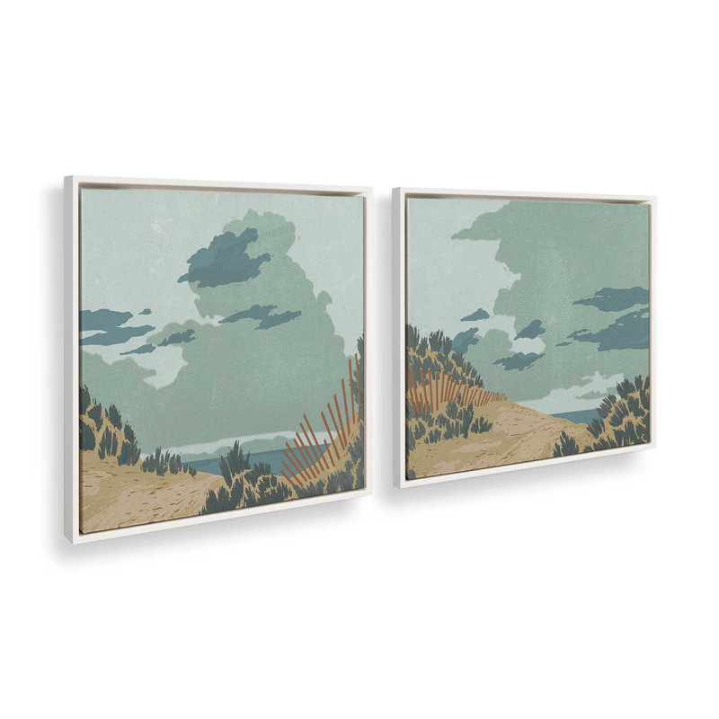 Ensemble de 2 dunes et clôtures, H 17 po x l 34 po, Cadre flottant blanc opaque