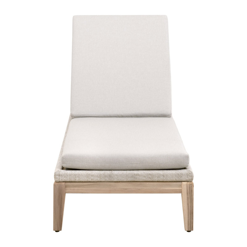 Gray Teak and Pumice Cushioned Outdoor Chaise Lounger