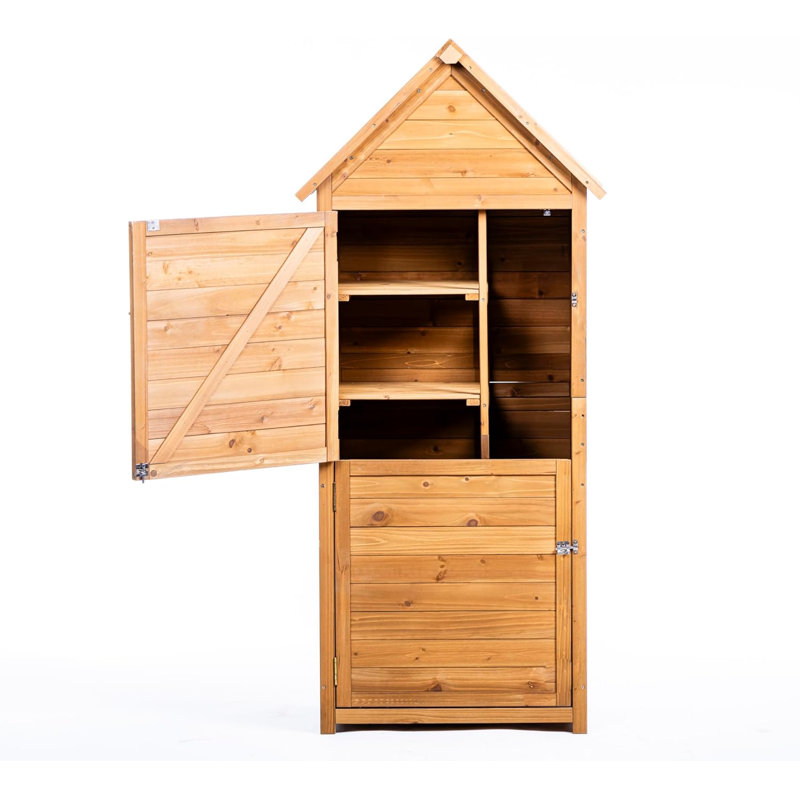 Garden Shed Sentry Storage Wooden Cabinet Galvanised Apex Roof 4 Shelves Double Lockable Doors