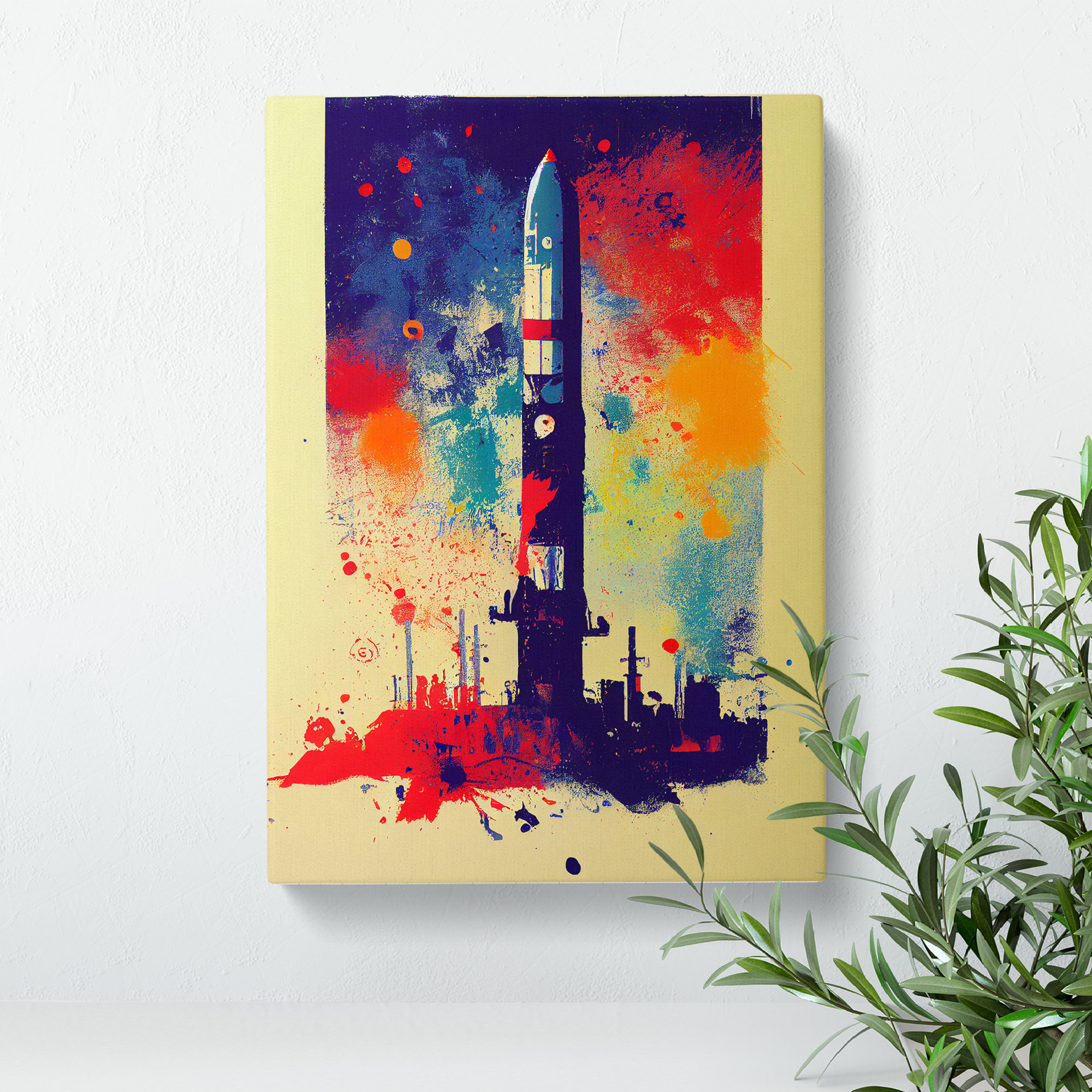 Pain Rocker Ship Metro Lane Paint Splashed Spaceship Rocket No.2 Abstract - Wrapped ...