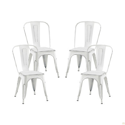 Ensemble de 4 chaises de salle à manger en métal empilables d'une hauteur de 18 pouces