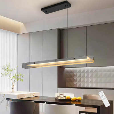 1 - Light Black LED Modern Dimmable Glass Kitchen Island Pendant
