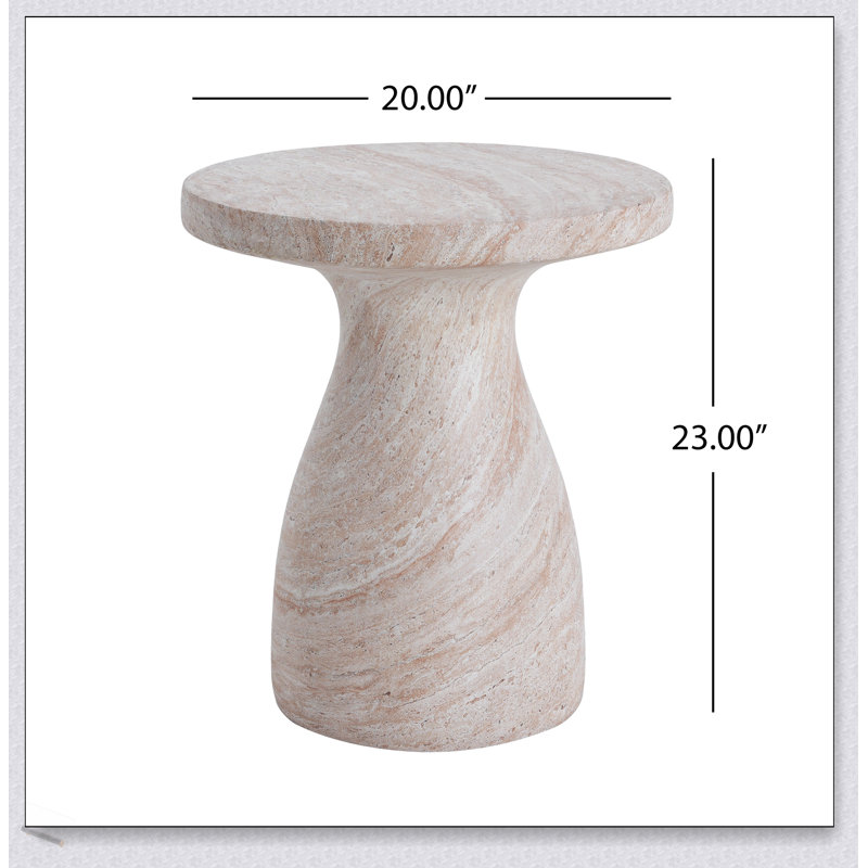 Table d'appoint élégante en béton léger avec finition en travertin pour une utilisation intérieure et extérieure